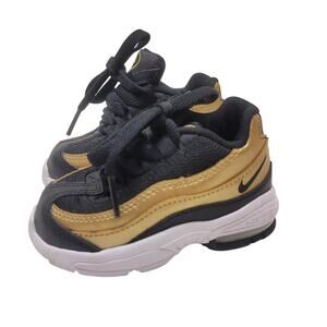 Nike Air Max 95 Toddler 5C Black Metallic Gold Shoes Good Preowned